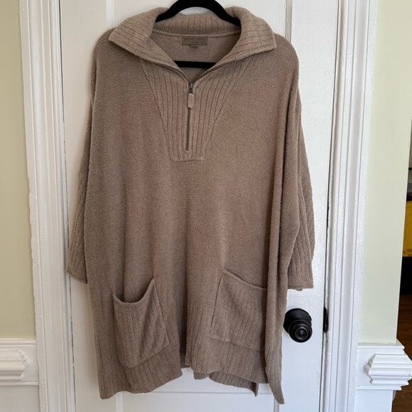 Barefoot Dreams Cozy Chic Lite Half Zip Rolled Edge Pullover Tunic Sweater - Picture 2 of 7